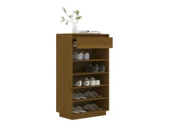 Armario zapatero madera maciza de pino marrón miel 60x34x105 cm ES486040