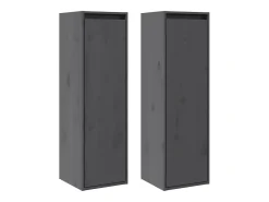 Armarios de pared 2 uds Gris 30x30x100 cm Madera maciza de pino