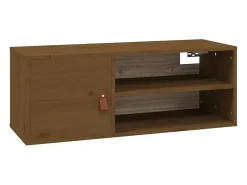 Armarios de pared 2 uds Marrón miel 80x30x30 cm Madera maciza de pino