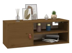 Armarios de pared 2 uds Marrón miel 80x30x30 cm Madera maciza de pino