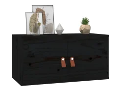Armarios de pared 2 uds Negro 60x30x30 cm Madera maciza de pino