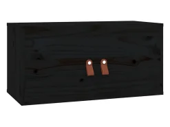 Armarios de pared 2 uds Negro 60x30x30 cm Madera maciza de pino