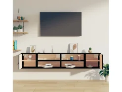 Armarios de pared 2 uds Negro 80x30x30 cm Madera maciza de pino