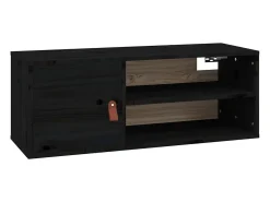 Armarios de pared 2 uds Negro 80x30x30 cm Madera maciza de pino