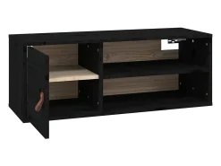 Armarios de pared 2 uds Negro 80x30x30 cm Madera maciza de pino