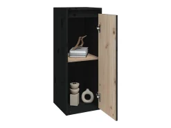 Armarios de pared 2 uds Negro 30x30x80 cm Madera maciza de pino