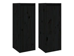 Armarios de pared 2 uds Negro 30x30x80 cm Madera maciza de pino