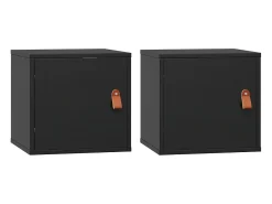 Armarios de pared 2 uds Negro 31,5x30x30 cm Madera maciza de pino