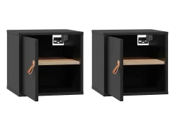 Armarios de pared 2 uds Negro 31,5x30x30 cm Madera maciza de pino