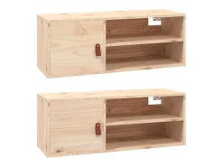 Armarios de pared 2 uds 80x30x30 cm Madera maciza de pino
