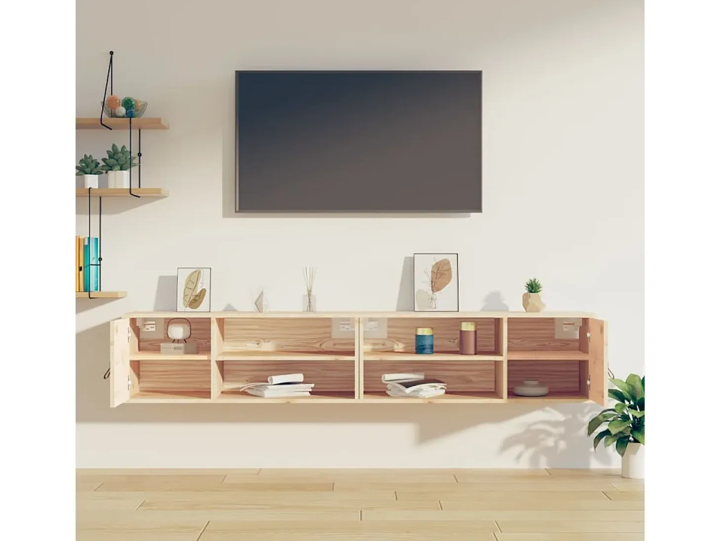 Armarios de pared 2 uds 80x30x30 cm Madera maciza de pino