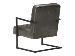 Armel Sillón voladizo cuero auténtico gris envejecido