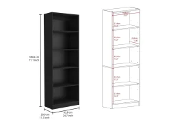 Arrey Juego de Salón de 3 Piezas con 3 Librerías, Negro