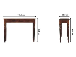 Artisan Furniture Madera maciza Consola de castaño con patas torneadas y 3 cajones