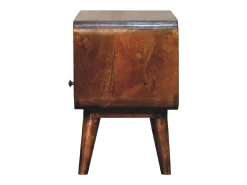 Artisan Furniture Mini mueble de televisión curvo de madera maciza color castaño