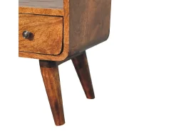 Artisan Furniture Mini mueble de televisión curvo de madera maciza color castaño