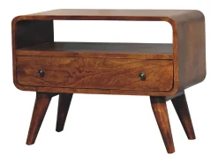 Artisan Furniture Mini mueble de televisión curvo de madera maciza color castaño
