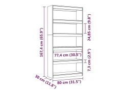 Aruna Estantería/divisor de espacios madera pino blanco 80x30x167,4cm