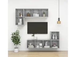 Aymee Mueble de pared de TV madera contrachapada hormigón 37x37x72 cm