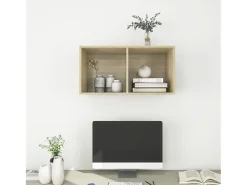 Aymee Mueble de pared para TV madera contrachapada roble 37x37x72 cm