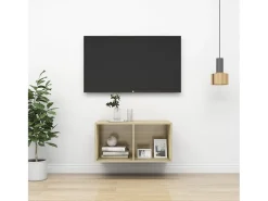 Aymee Mueble de pared para TV madera contrachapada roble 37x37x72 cm