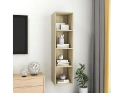 Aymee Mueble TV pared contrachapada color roble Sonoma 37x37x142,5 cm