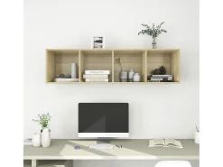 Aymee Mueble TV pared contrachapada color roble Sonoma 37x37x142,5 cm