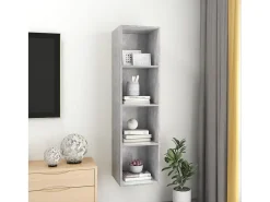 Aymee Mueble TV pared madera contrachapada hormigón 37x37x142,5 cm