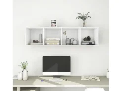 Aymee TV de pared con madera contrachapada blanco 37x37x142,5 cm