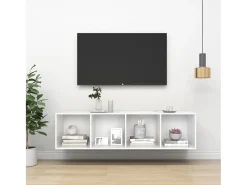 Aymee TV de pared con madera contrachapada blanco 37x37x142,5 cm