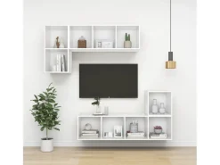 Aymee TV de pared con madera contrachapada blanco 37x37x142,5 cm