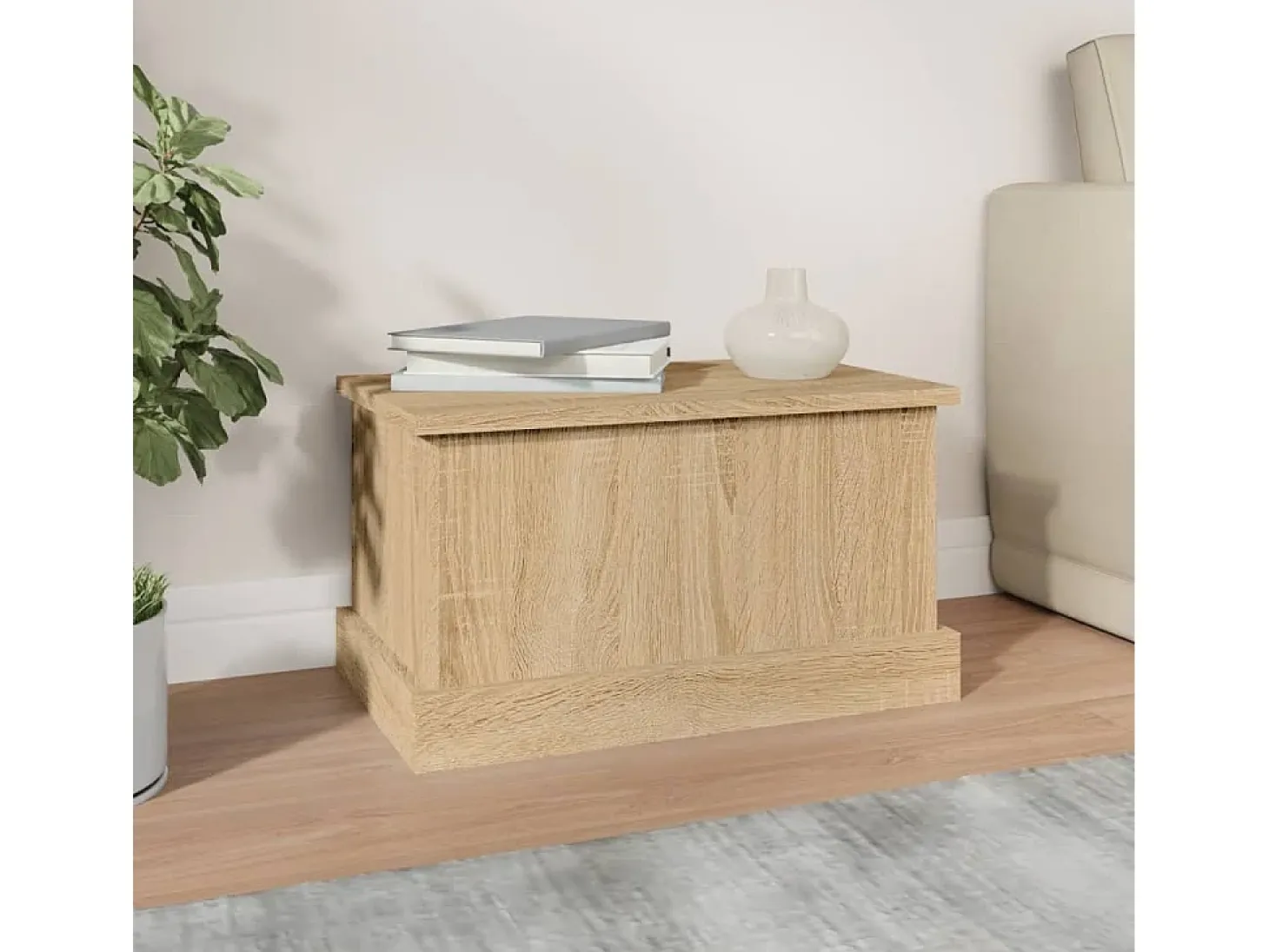 Baúl almacenaje madera contrachapada roble sonoma 50x30x28 cm ES208669