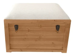Baúl banco con cojín de lino - L. 80 x P. 40 x A. 53 cm - natural y beige - TURZA