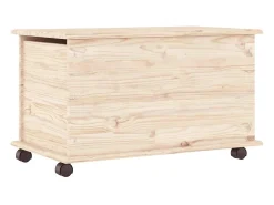 Baúl de almacenaje con ruedas ALTA madera maciza 73x39,5x43 cm