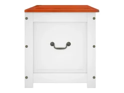 Baúl de almacenaje con tapa madera de acacia marrón y blanco