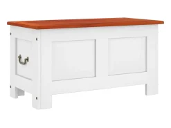 Baúl de almacenaje con tapa madera de acacia marrón y blanco ES259414