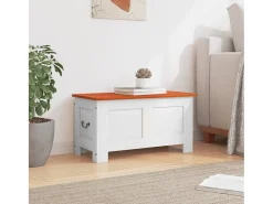 Baúl de almacenaje con tapa madera de acacia marrón y blanco ES259414
