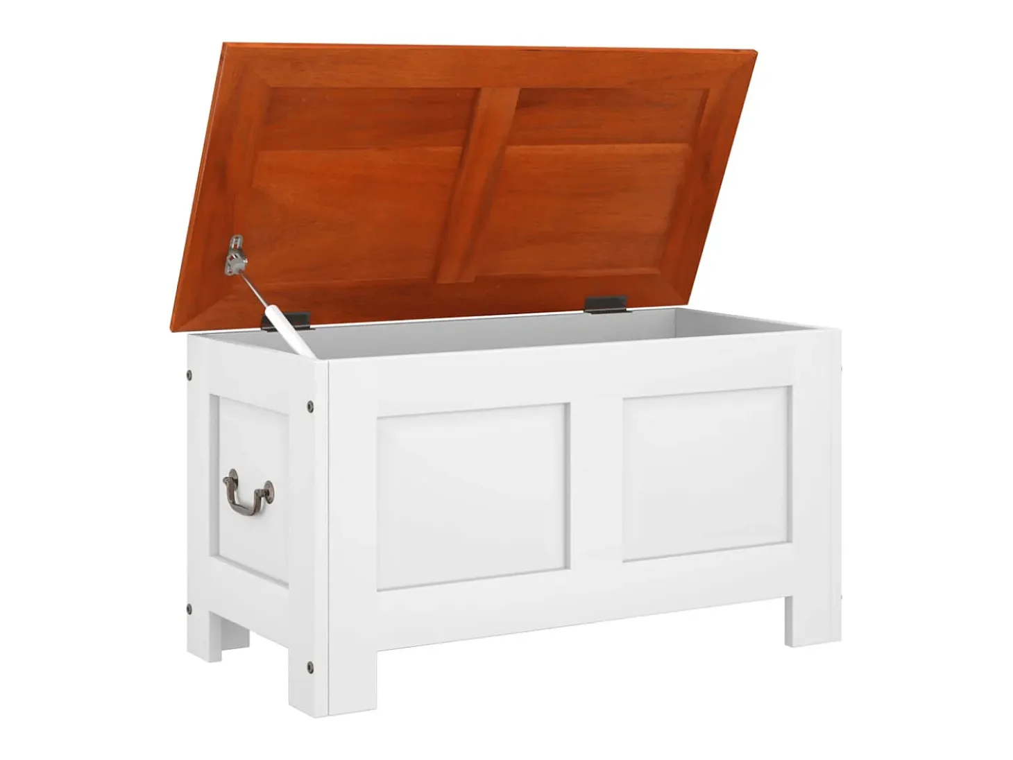 Baúl de almacenaje con tapa madera de acacia marrón y blanco