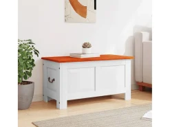 Baúl de almacenaje con tapa madera de acacia marrón y blanco ES238810