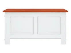 Baúl de almacenaje con tapa madera de acacia marrón y blanco ES238810