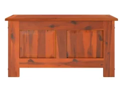 Baúl de almacenamiento con tapa madera maciza de acacia marrón ES387578
