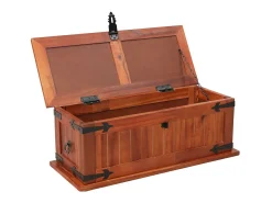 Baúl de almacenamiento de madera maciza de acacia 60x25x22 cm