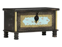 Baúl de almacenamiento madera de mango negro 80x40x45 cm ES967696