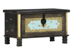 Baúl de almacenamiento madera de mango negro 80x40x45 cm ES967696