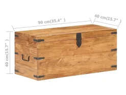 Baúl de madera maciza de acacia 90x40x40 cm