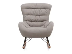 Balancín tapizado en beige, patas metal y patín madera de haya