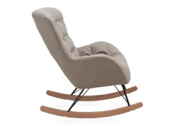 Balancín tapizado en beige, patas metal y patín madera de haya