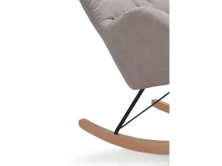 Balancín tapizado en beige, patas metal y patín madera de haya