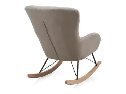 Balancín tapizado en beige, patas metal y patín madera de haya