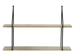 Balda de pared 2 niveles acabado madera 60 cm de largo